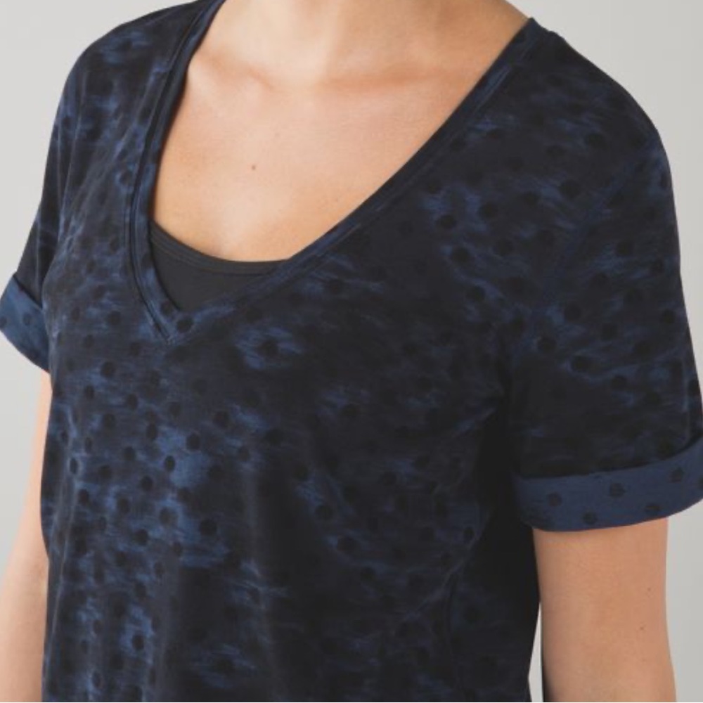 lululemon athletica Navy Polka Dot Short Sleeve Tee
